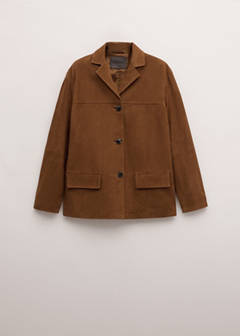 Straight blazer with front stitching — Tobacco Brown 18