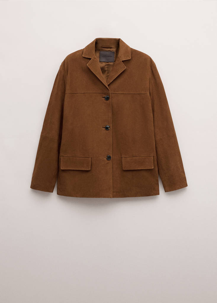 Straight blazer with front stitching — Tobacco Brown