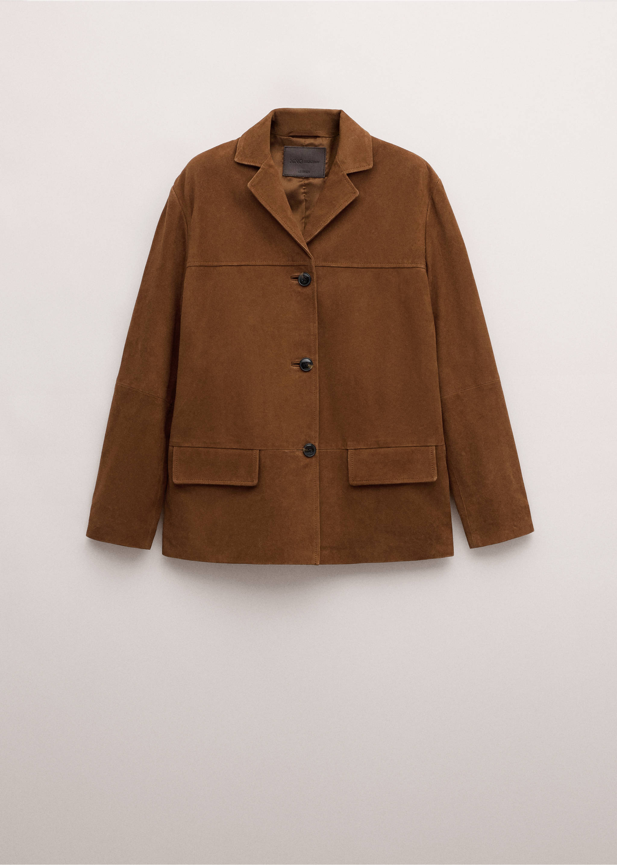 Straight blazer with front stitching - Article without model, Tobacco Brown. Ref: 27054432-00.