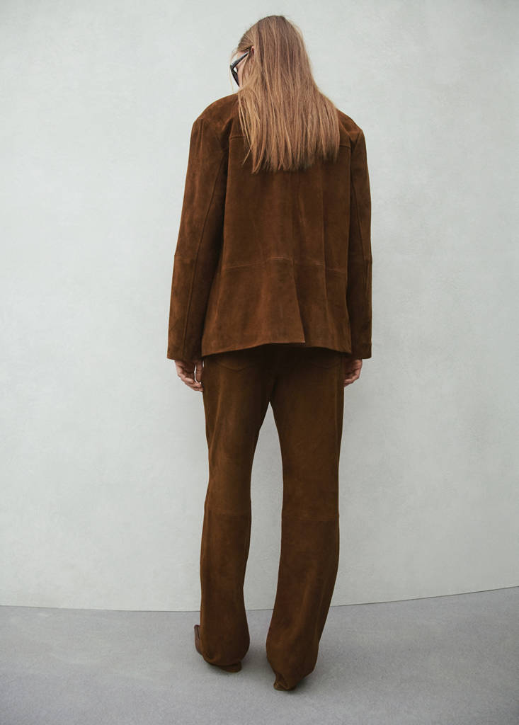 Straight-fit leather trousers — Tobacco Brown