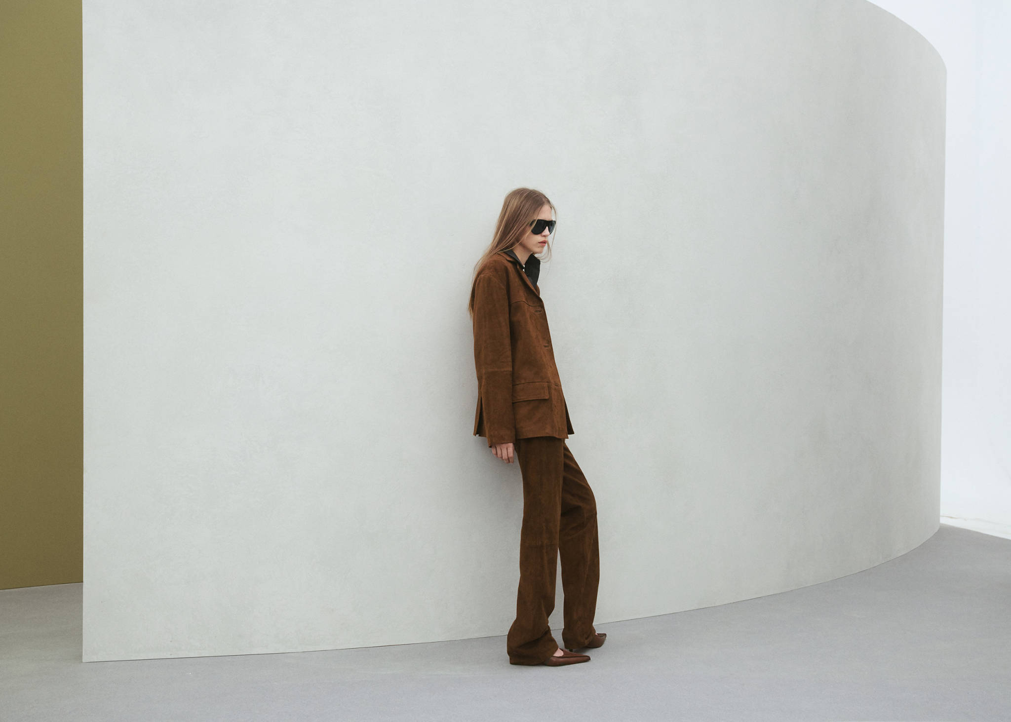 Leren straight-fit broek - Panoramische tekening