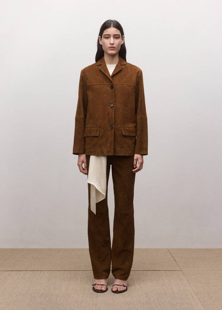 Straight-fit leather trousers — Tobacco Brown