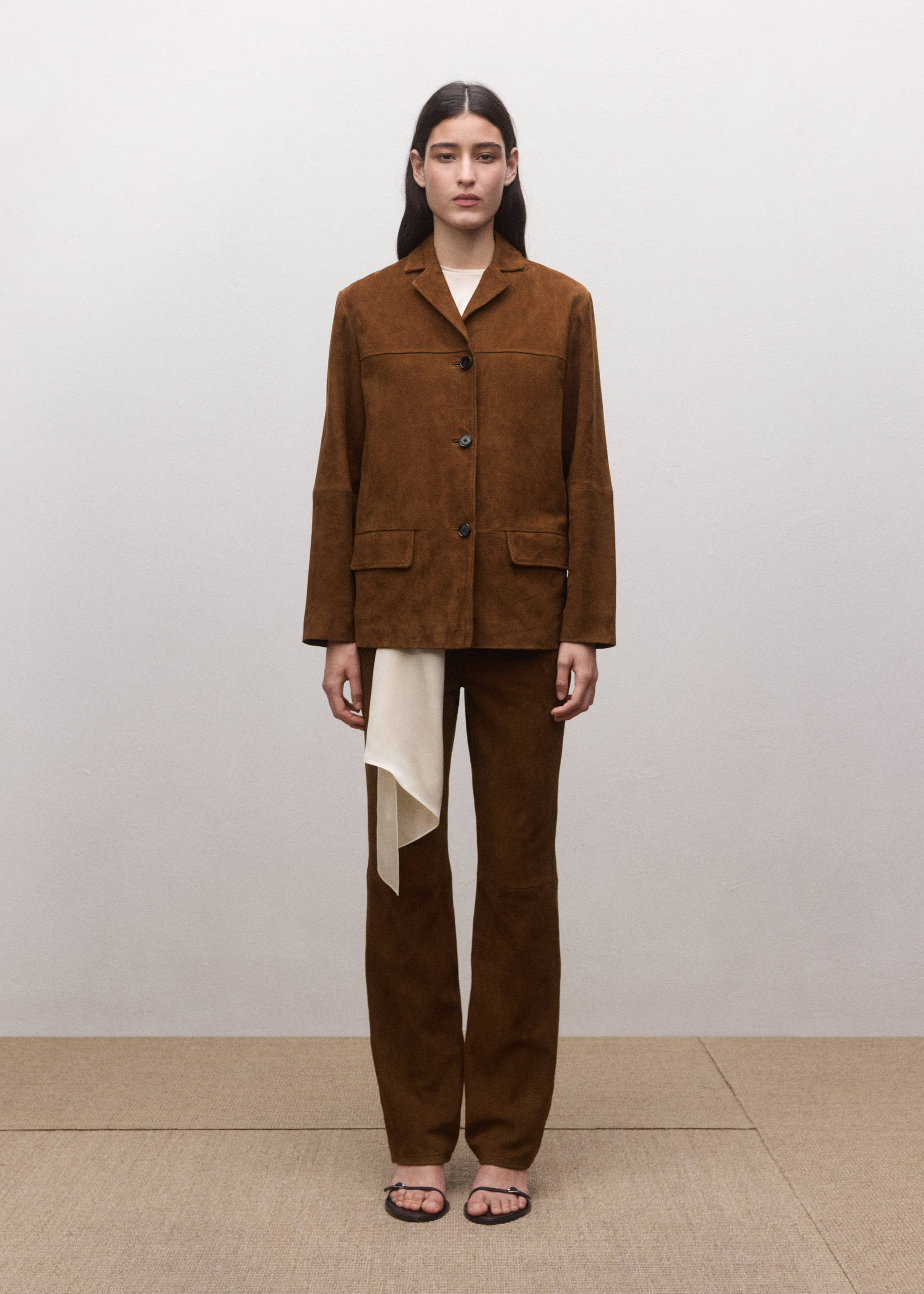 Pantalón recto piel - Plano general