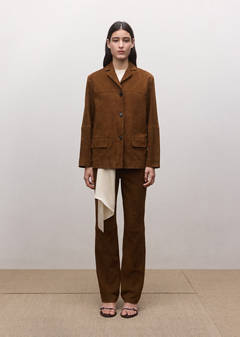 Straight-fit leather trousers — Tobacco Brown 9