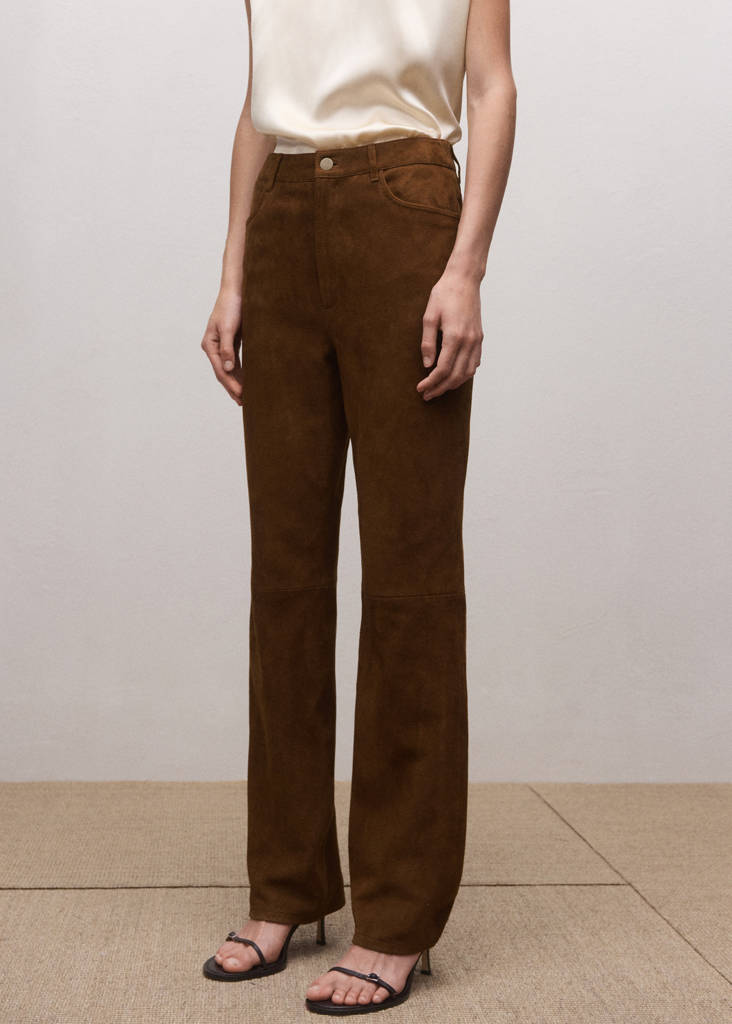 Straight-fit leather trousers — Tobacco Brown