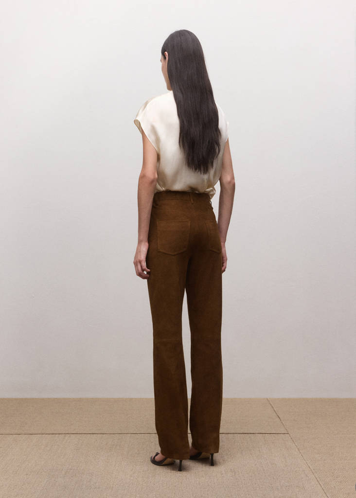 Straight-fit leather trousers — Tobacco Brown