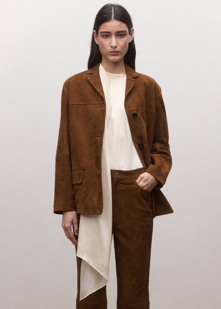 Straight-fit leather trousers — Tobacco Brown