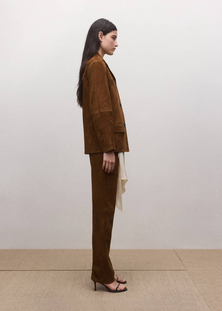 Straight-fit leather trousers — Tobacco Brown