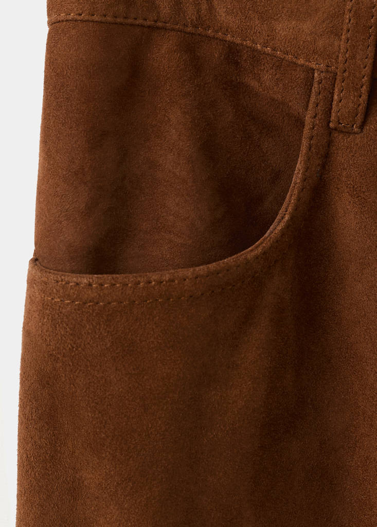 Straight-fit leather trousers — Tobacco Brown