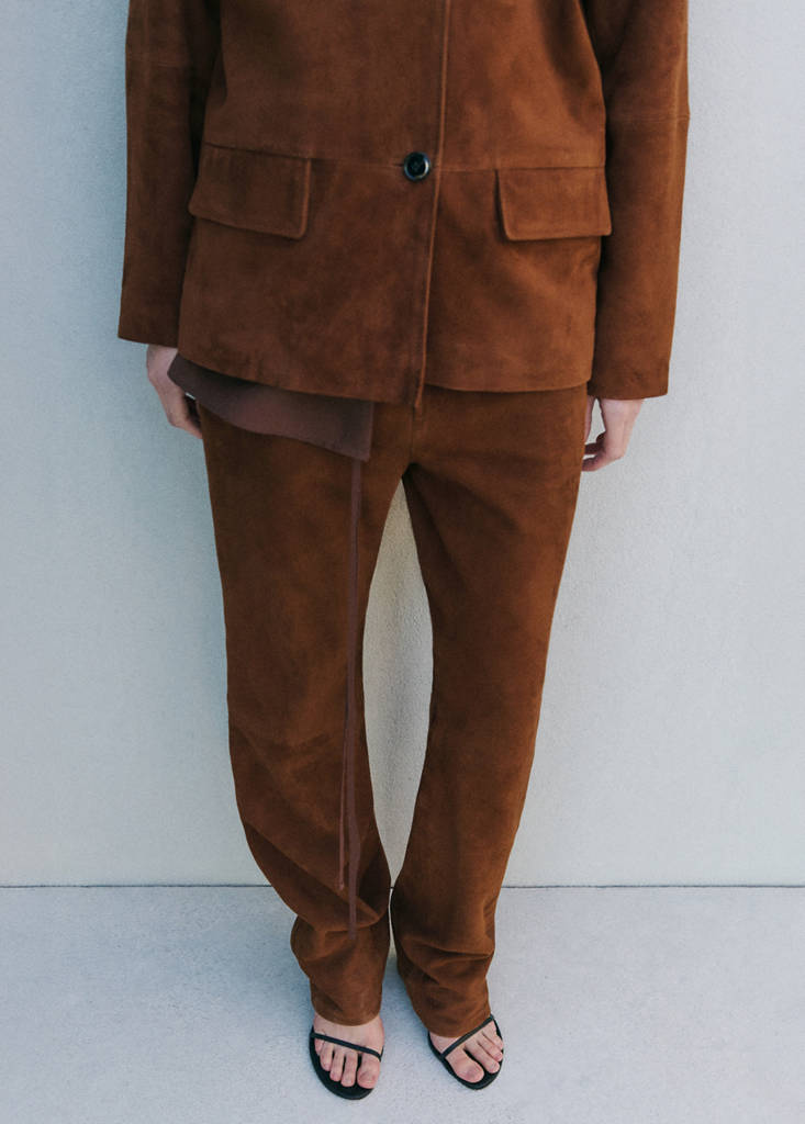Straight-fit leather trousers — Tobacco Brown
