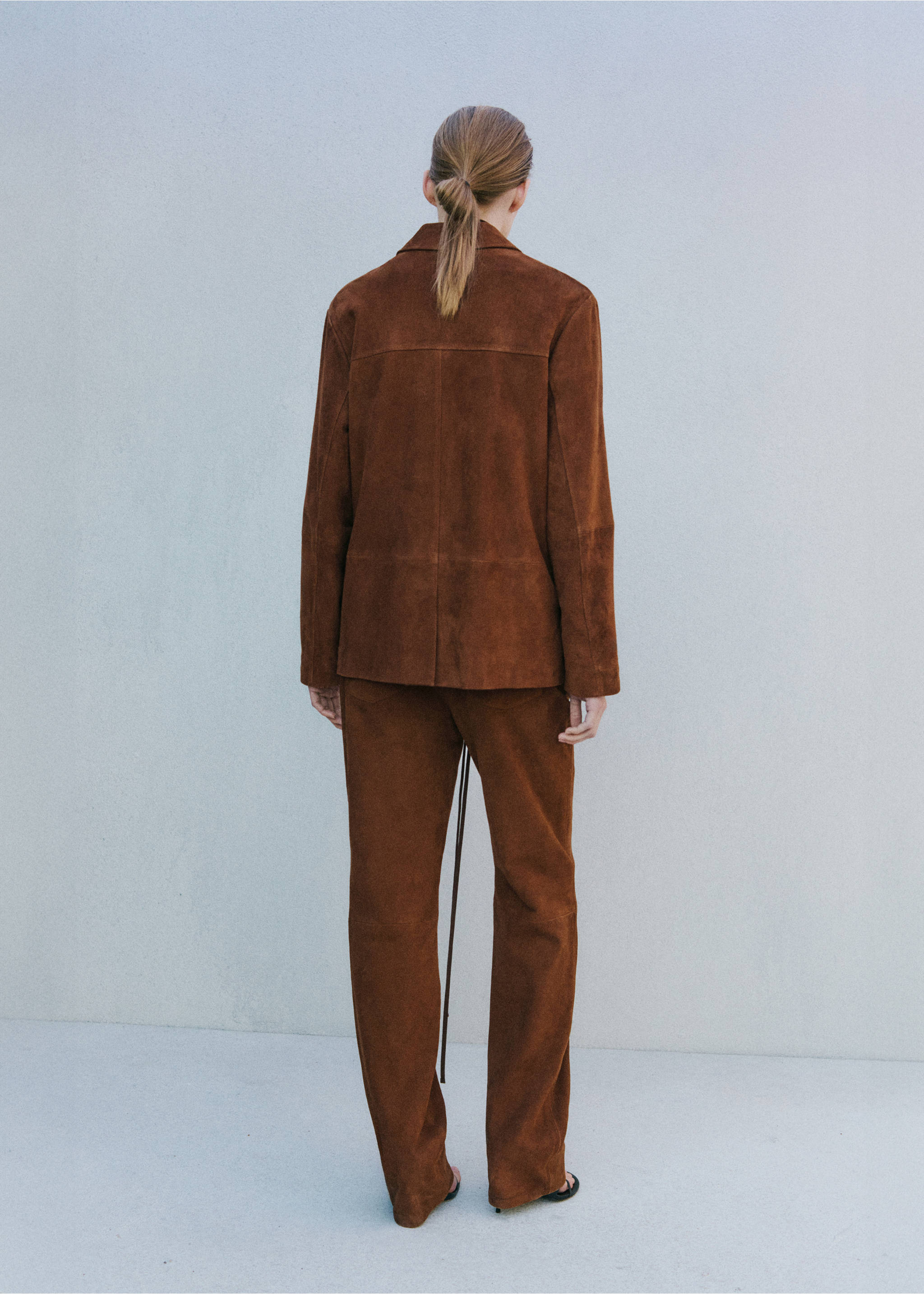 Pantalon droit en cuir - Verso de l’article, Tabac. Ref: 27054433-02.