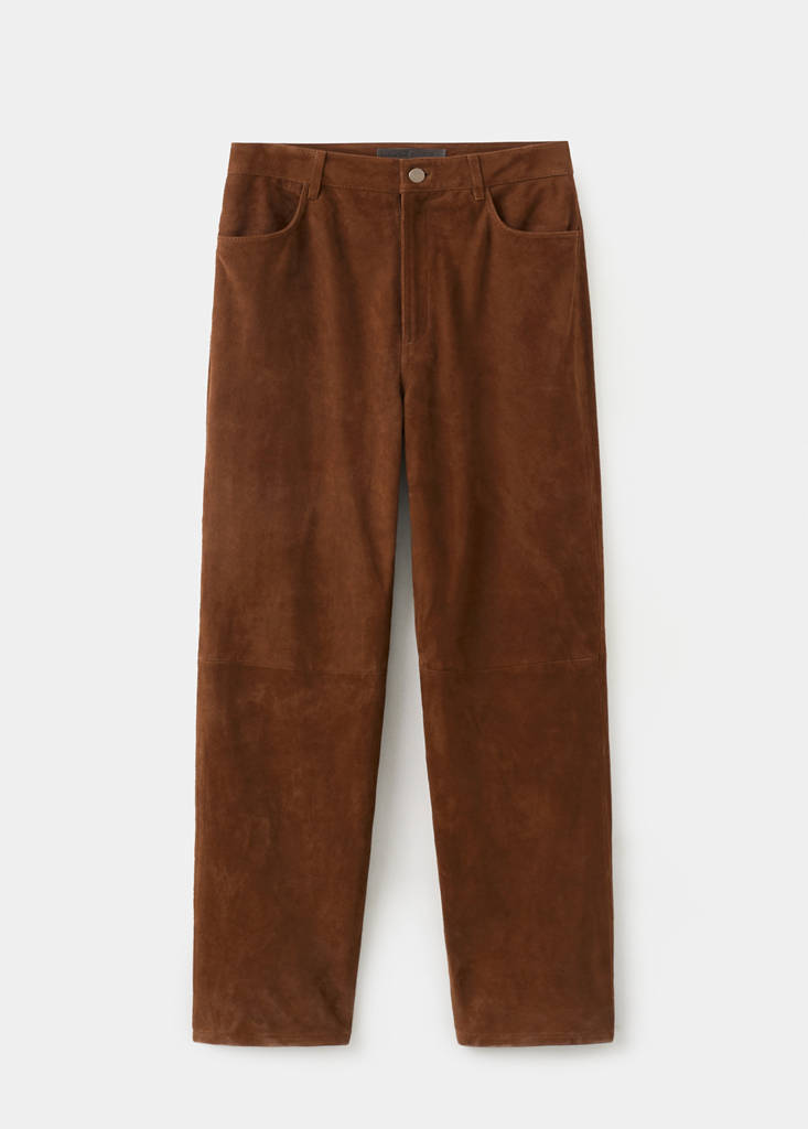 Straight-fit leather trousers — Tobacco Brown