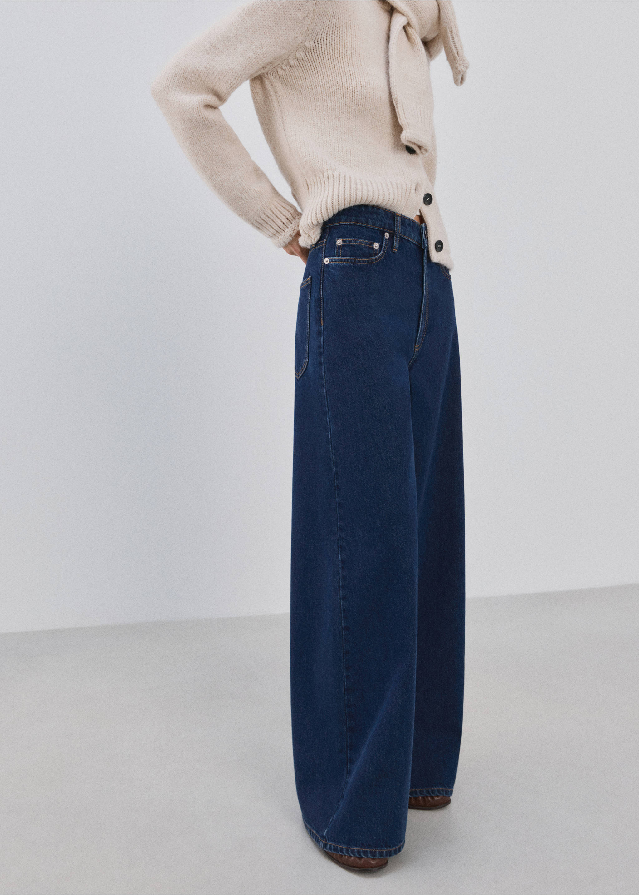 Wide leg mid-rise jeans - Medium plane, Open Blue. Ref: 27054437-00.