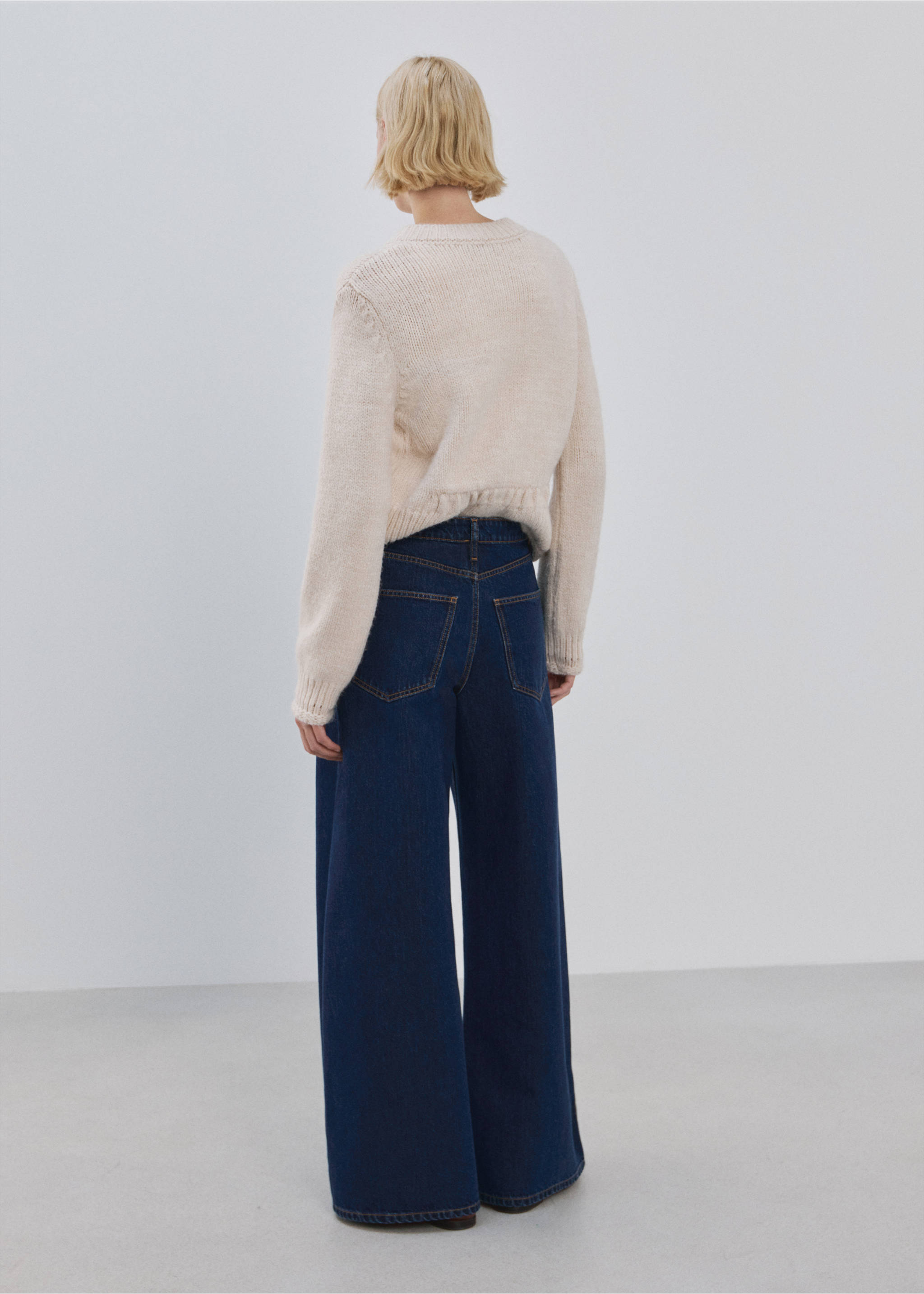 Wide leg mid-rise jeans - Reverse of the article, Open Blue. Ref: 27054437-00.