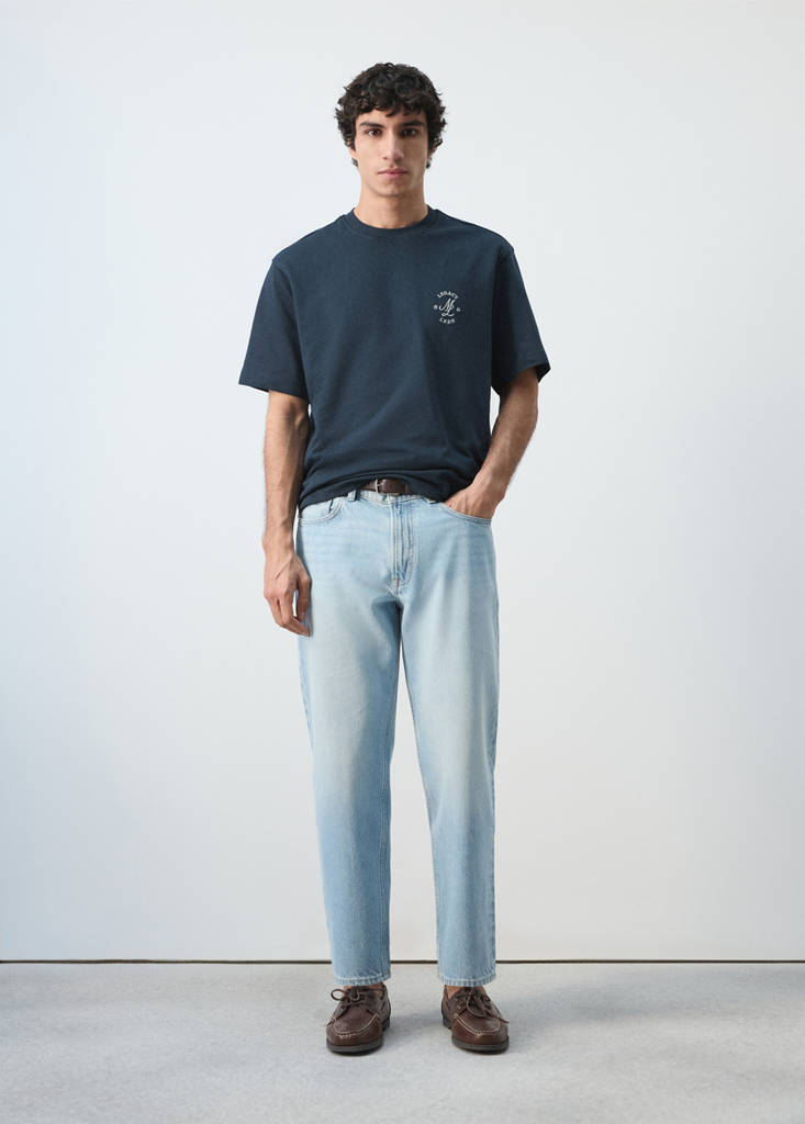 Heavyweight graphic embroidered T-shirt — Navy