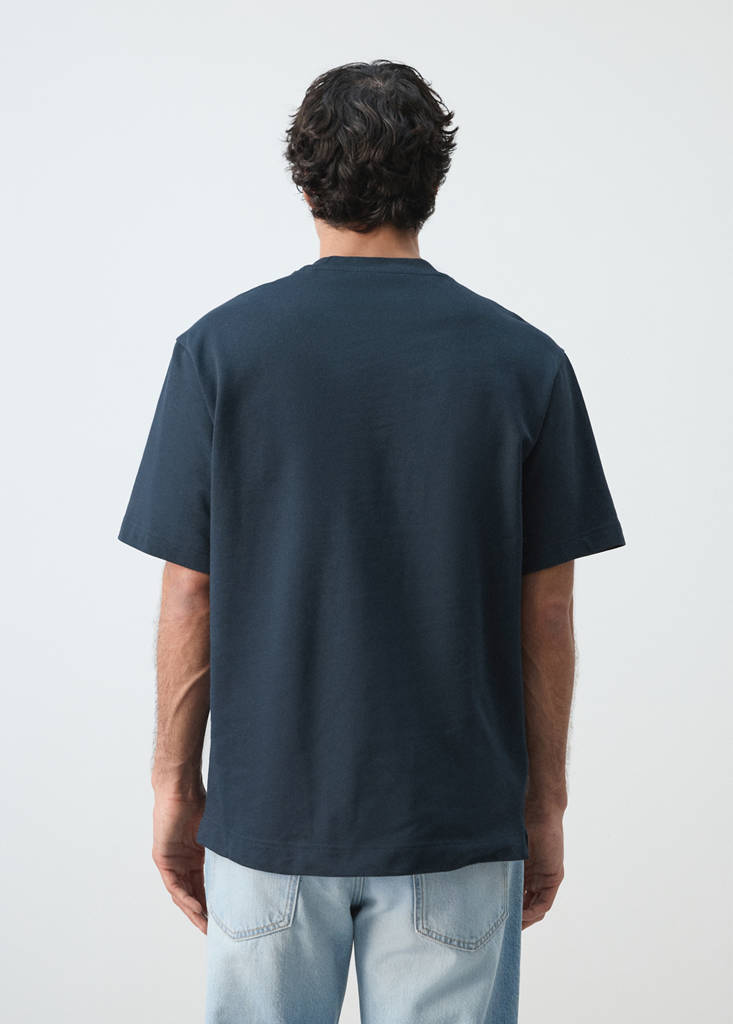 Heavyweight graphic embroidered T-shirt — Navy