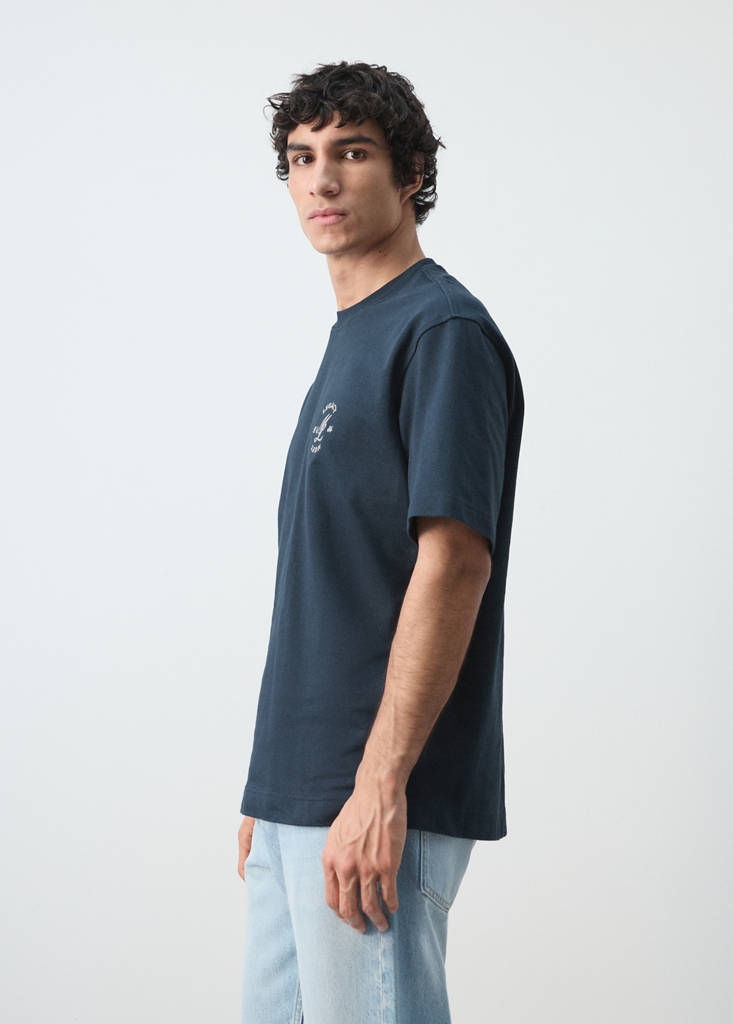 Heavyweight graphic embroidered T-shirt — Navy
