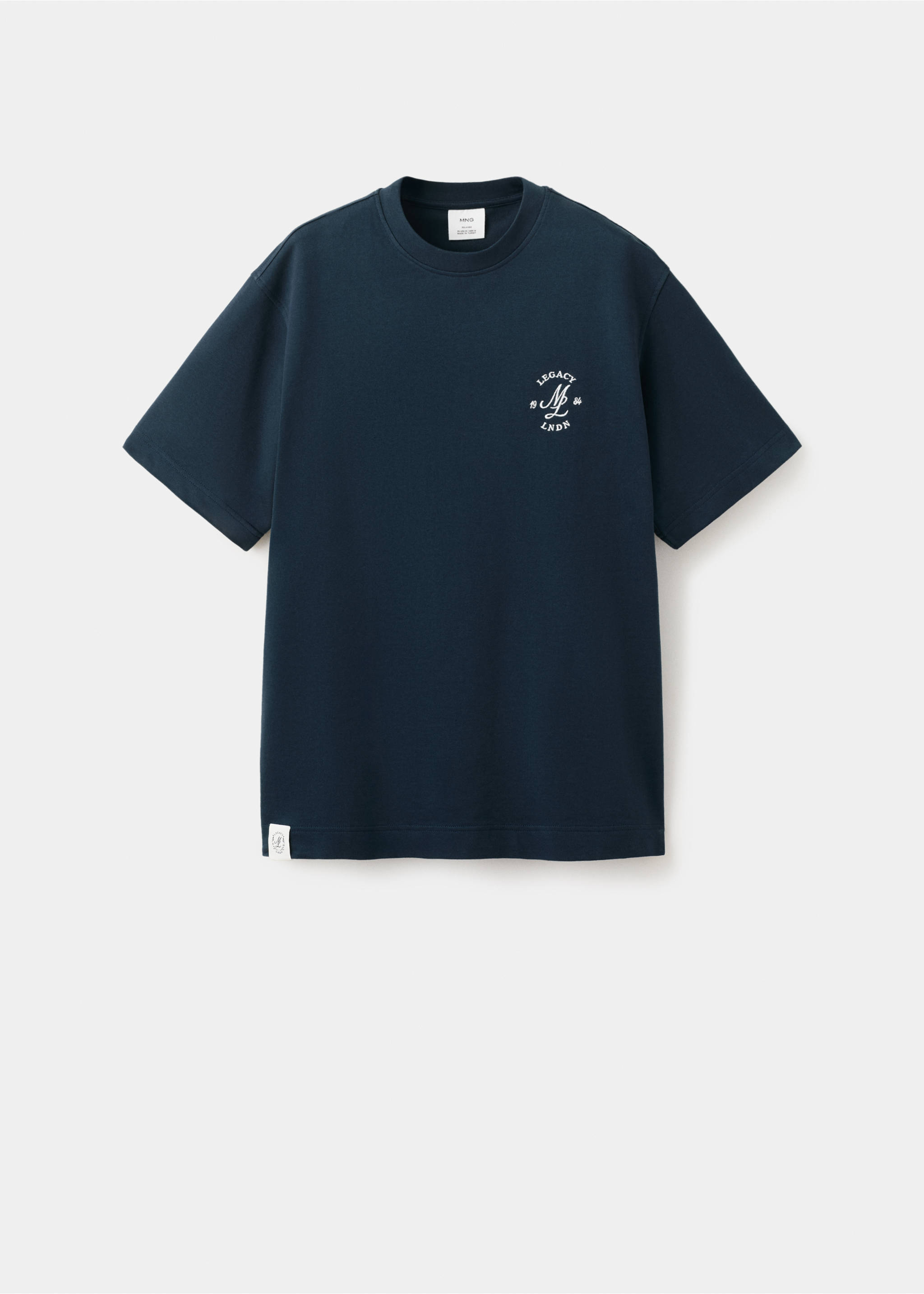 Heavyweight graphic embroidered T-shirt - Article without model, Navy. Ref: 27054438-00.