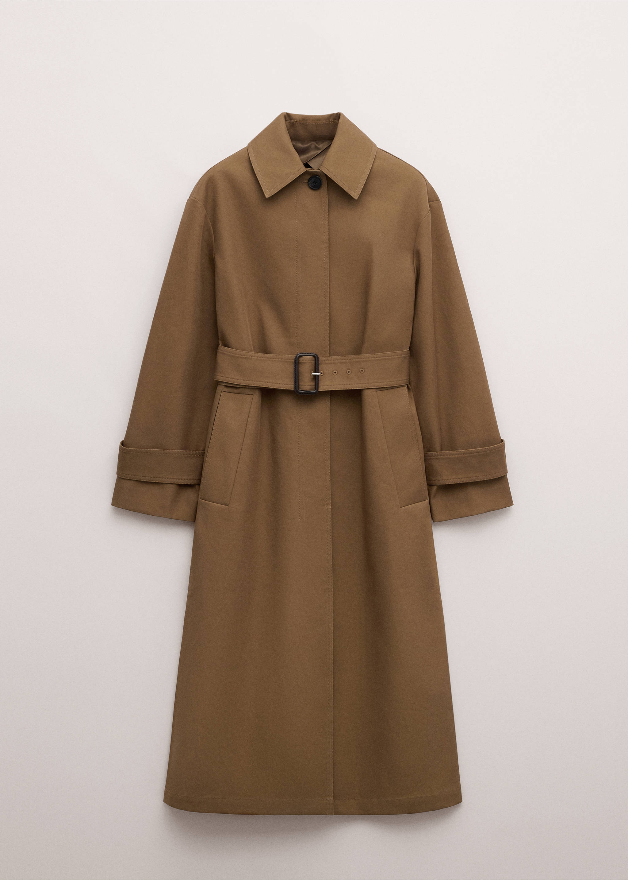 Cotton trench coat with belt - Article without model, Medium Brown. Ref: 27054440-00.