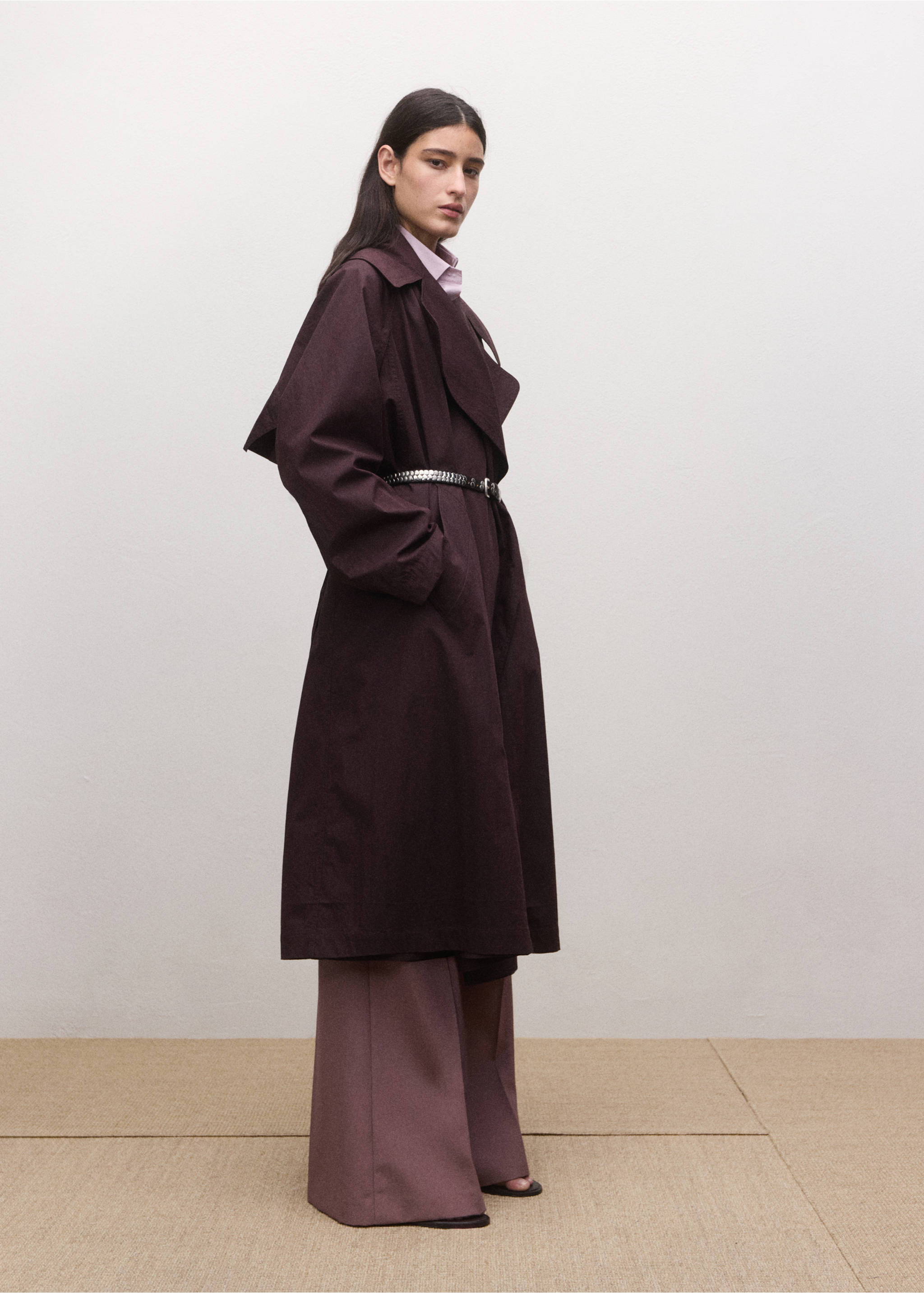 Curea din piele cu ținte - Plan general, Ciocolatiu. Ref: 27054441-00.