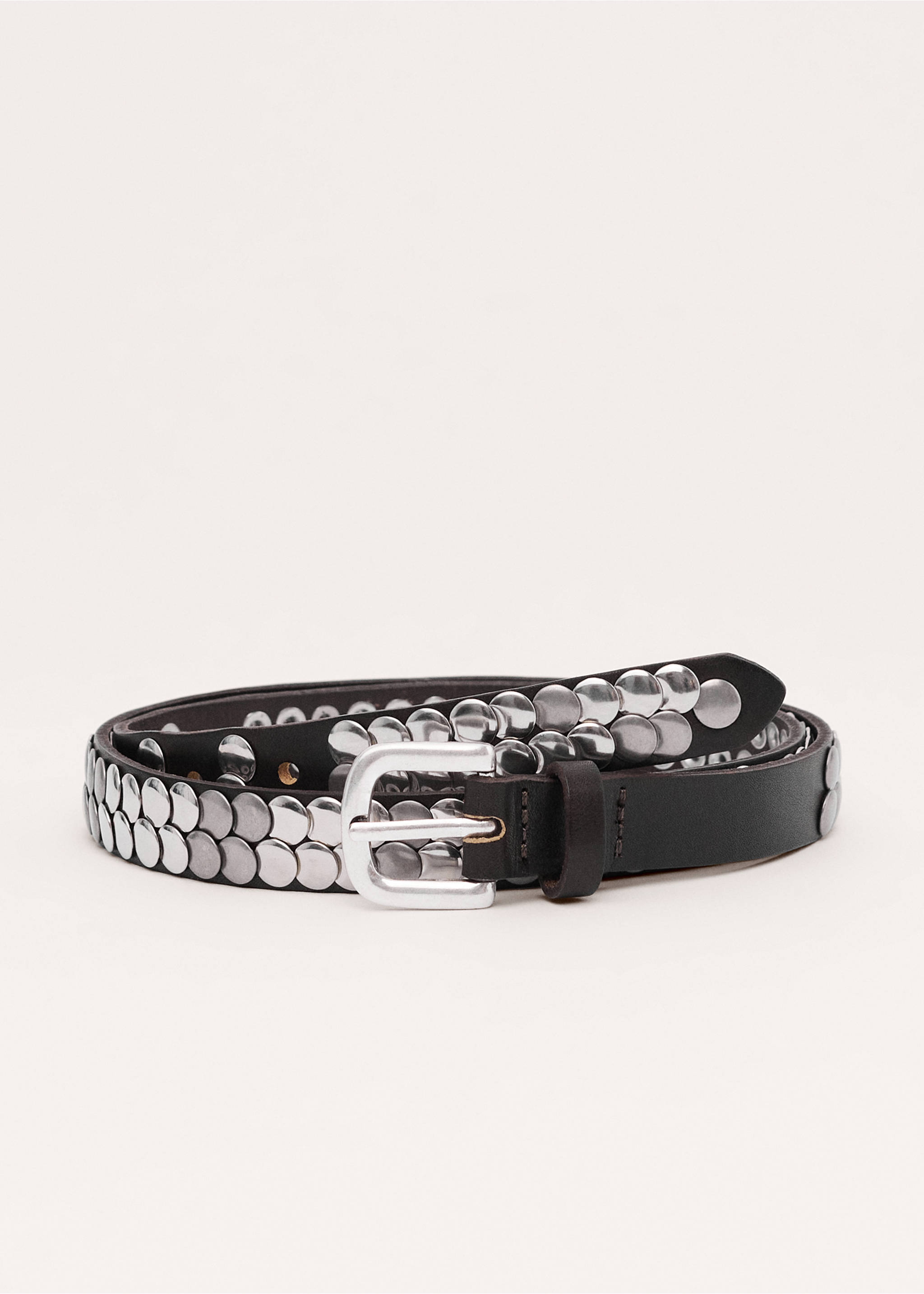 Stud leather belt - Article without model, Chocolate. Ref: 27054441-00.