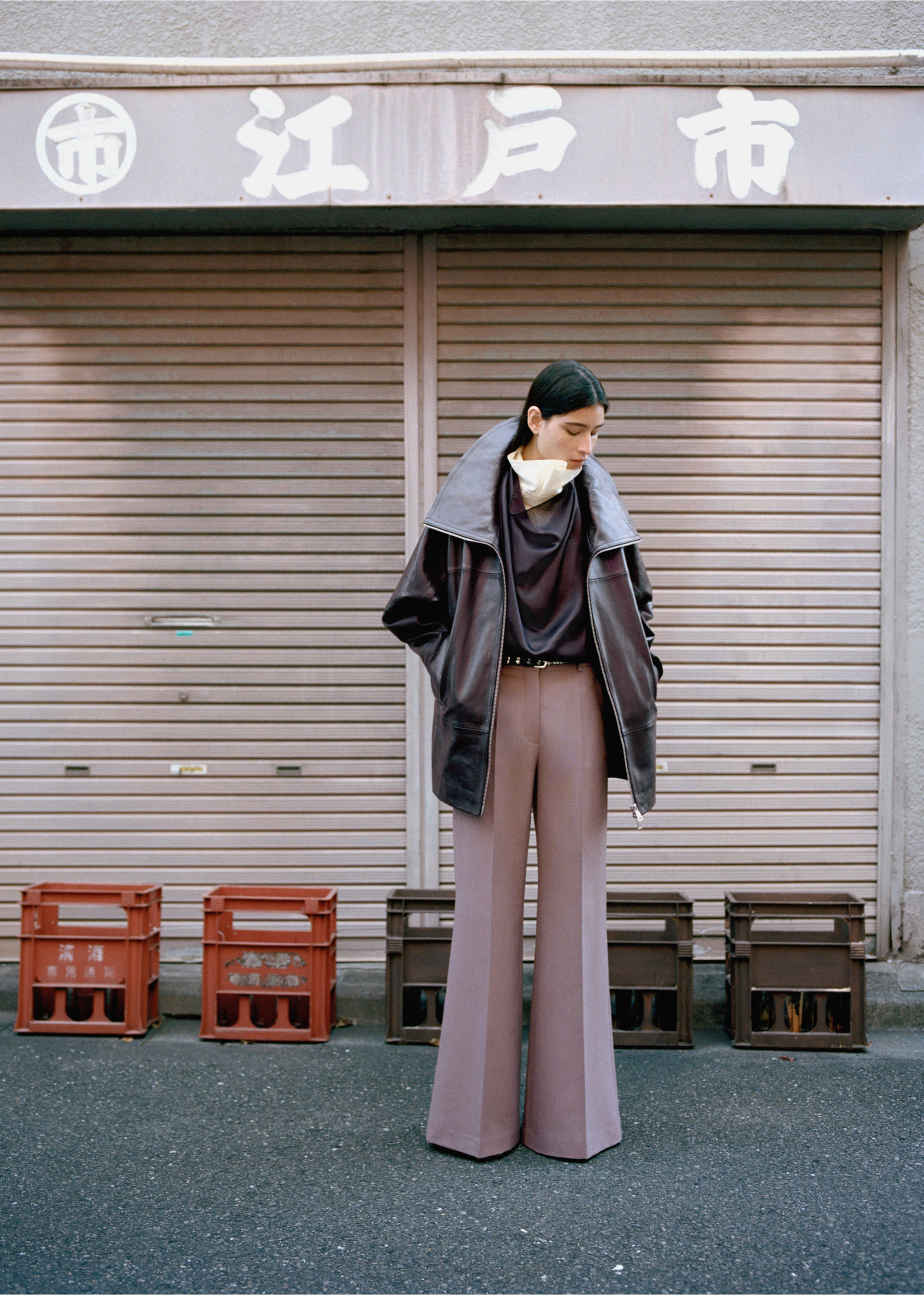 Oversized funnel neck fur coat - General plane, Burgundy. Ref: 27054442-00.