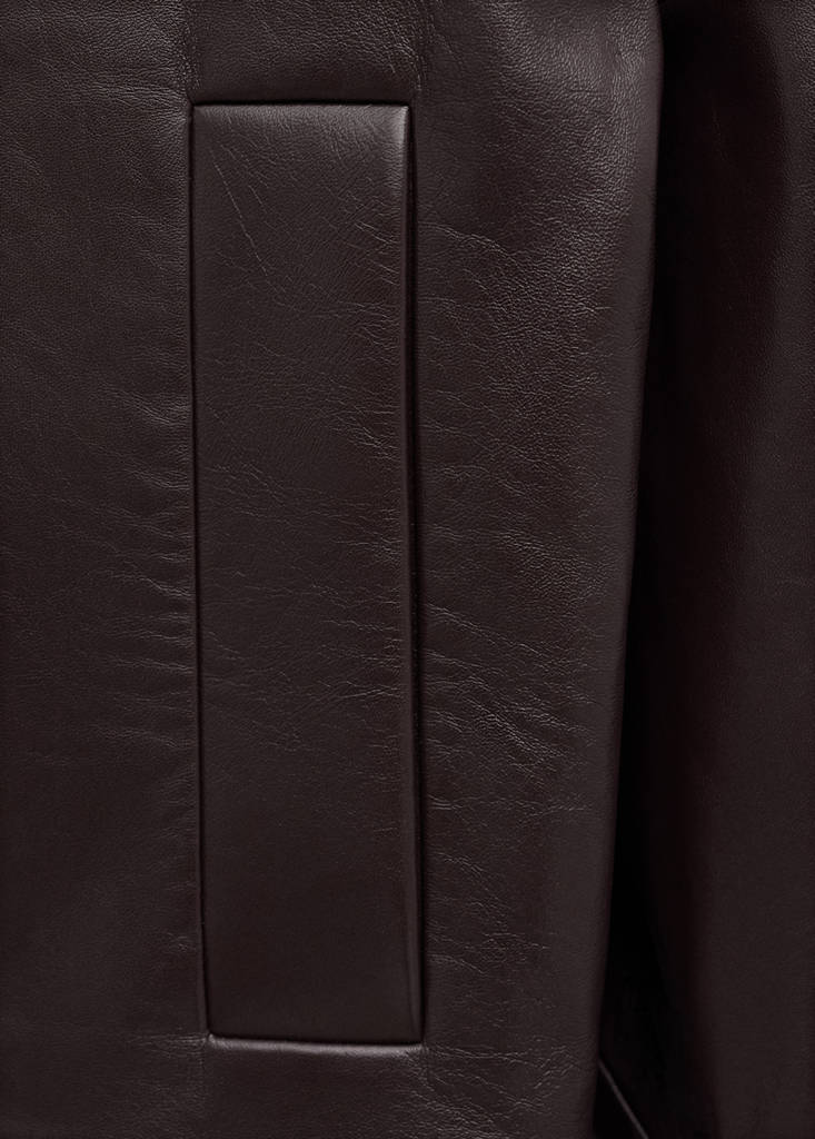 Oversized funnel neck fur coat — Burgundy