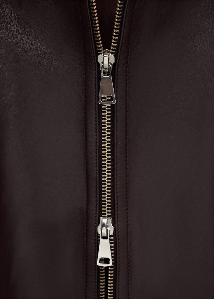 Oversized funnel neck fur coat — Burgundy