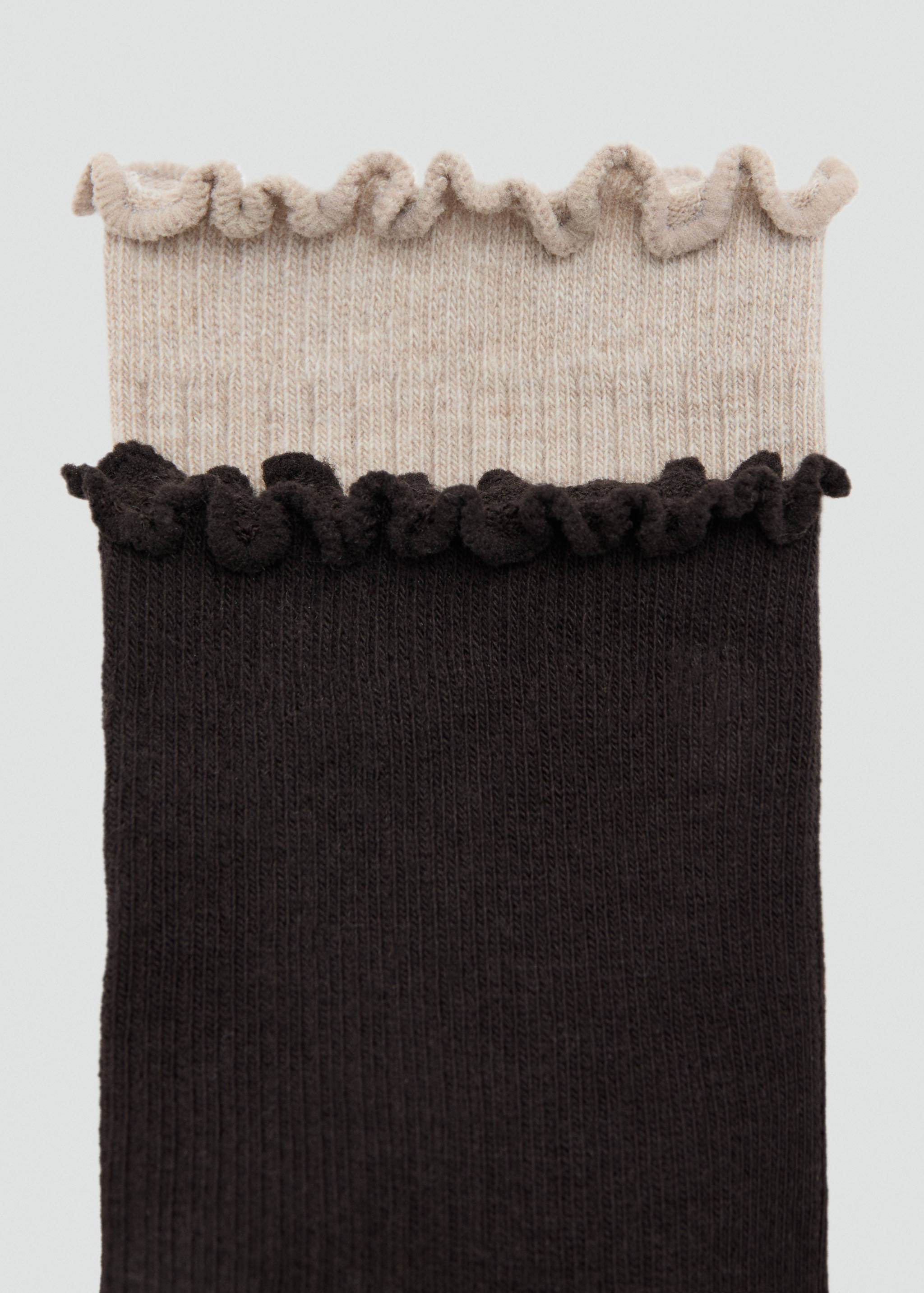 Komplet od 2 para rebrastih pamučnih čarapa - Prikaz srednjeg dijela