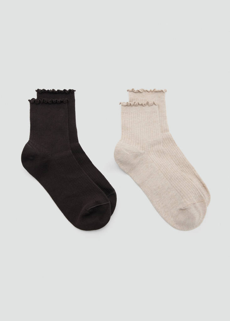 Pack of 2 ribbed cotton socks — Chocolate
