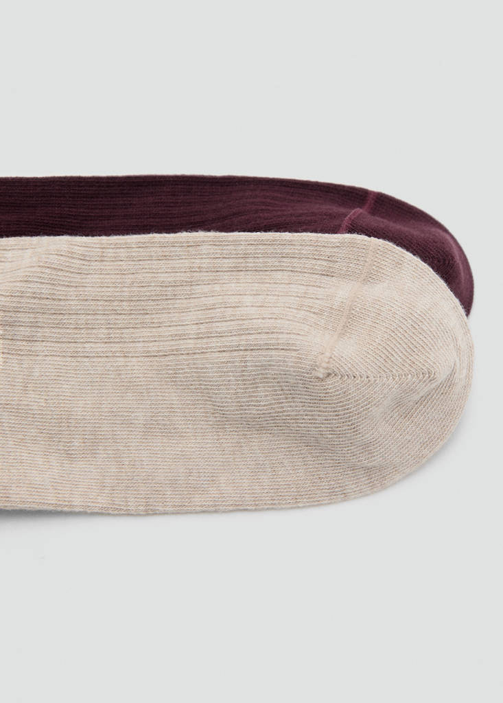Pack of 2 ribbed cotton socks — Burgundy