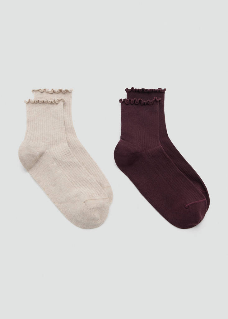 Pack of 2 ribbed cotton socks — Burgundy