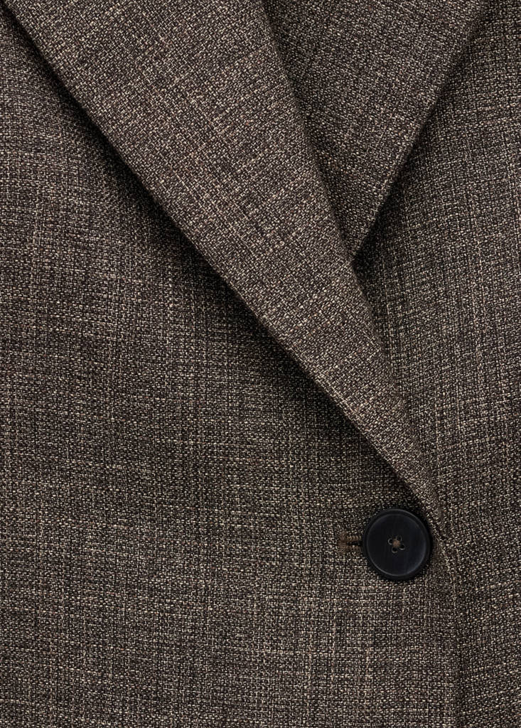 Herringbone double-breasted suit blazer — Chocolate
