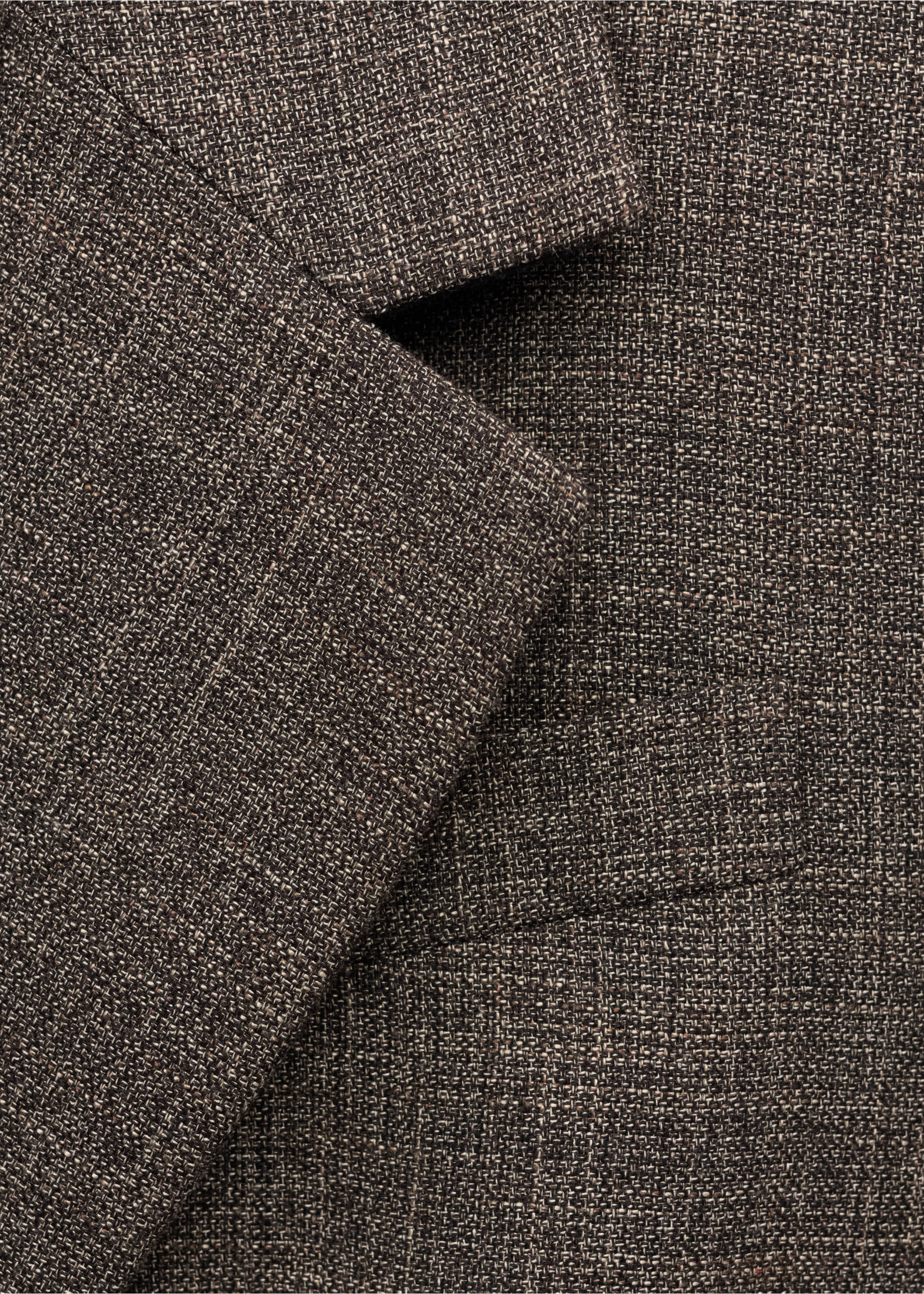 Двубортный костюмный пиджак с меланжевым эффектом - Деталь изделия 0, Шоколадный. Ref: 27054445-00.