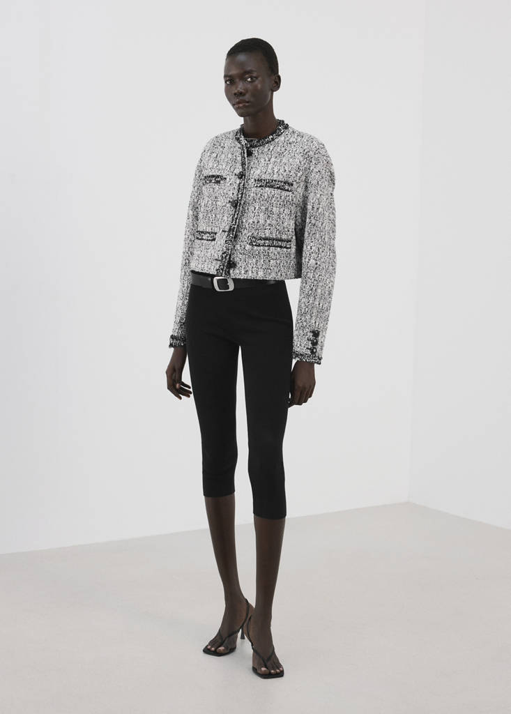 Tweed jacket with frayed ends — Black