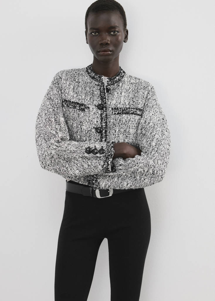 Tweed jacket with frayed ends — Black