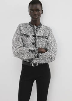 Tweed jacket with frayed ends — Black 1