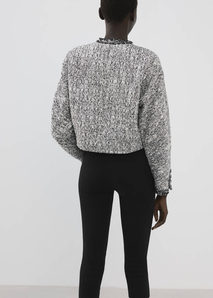 Tweed jacket with frayed ends — Black