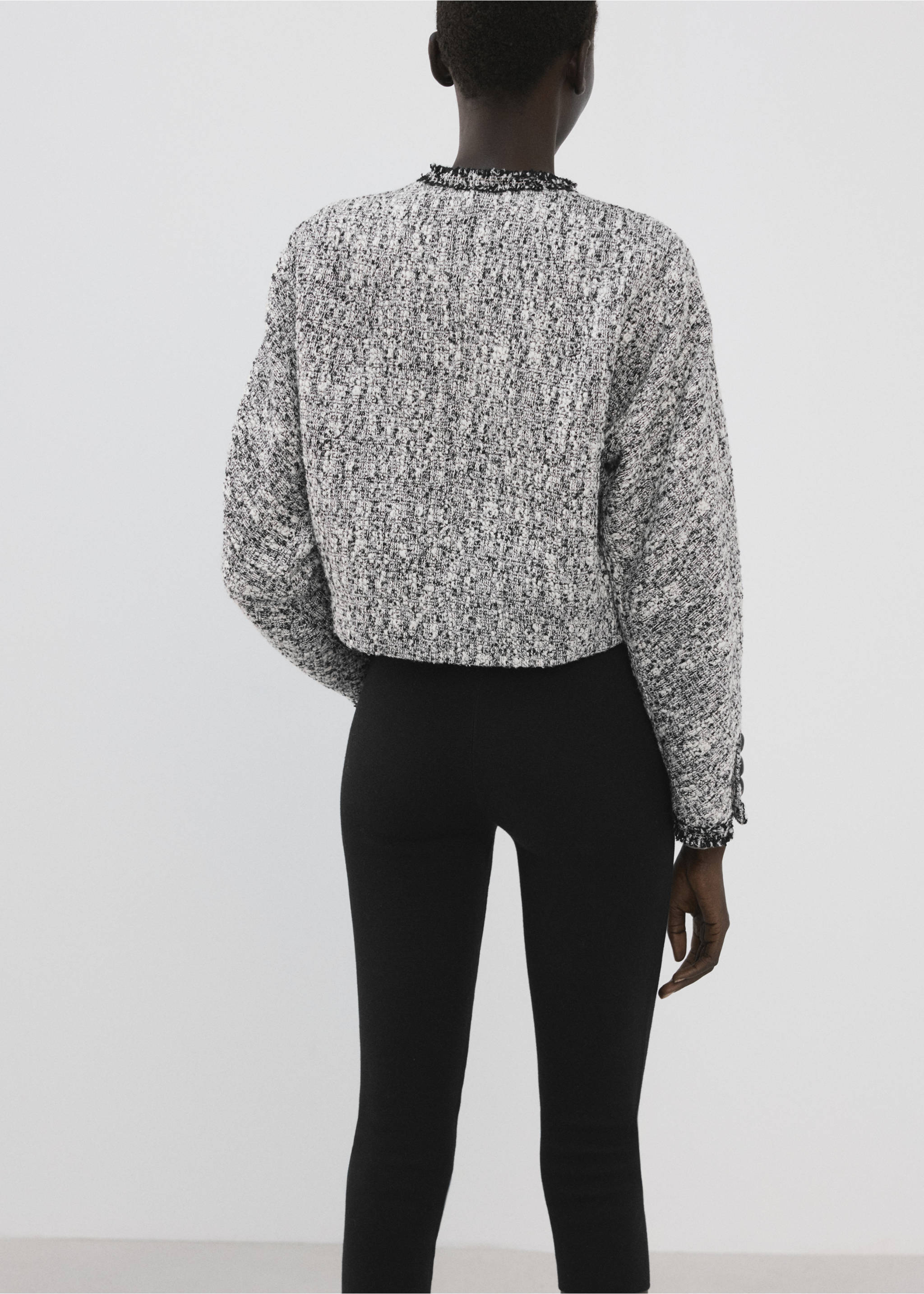 Veste tweed bords effilochés - Verso de l’article, Noir. Ref: 27054449-00.