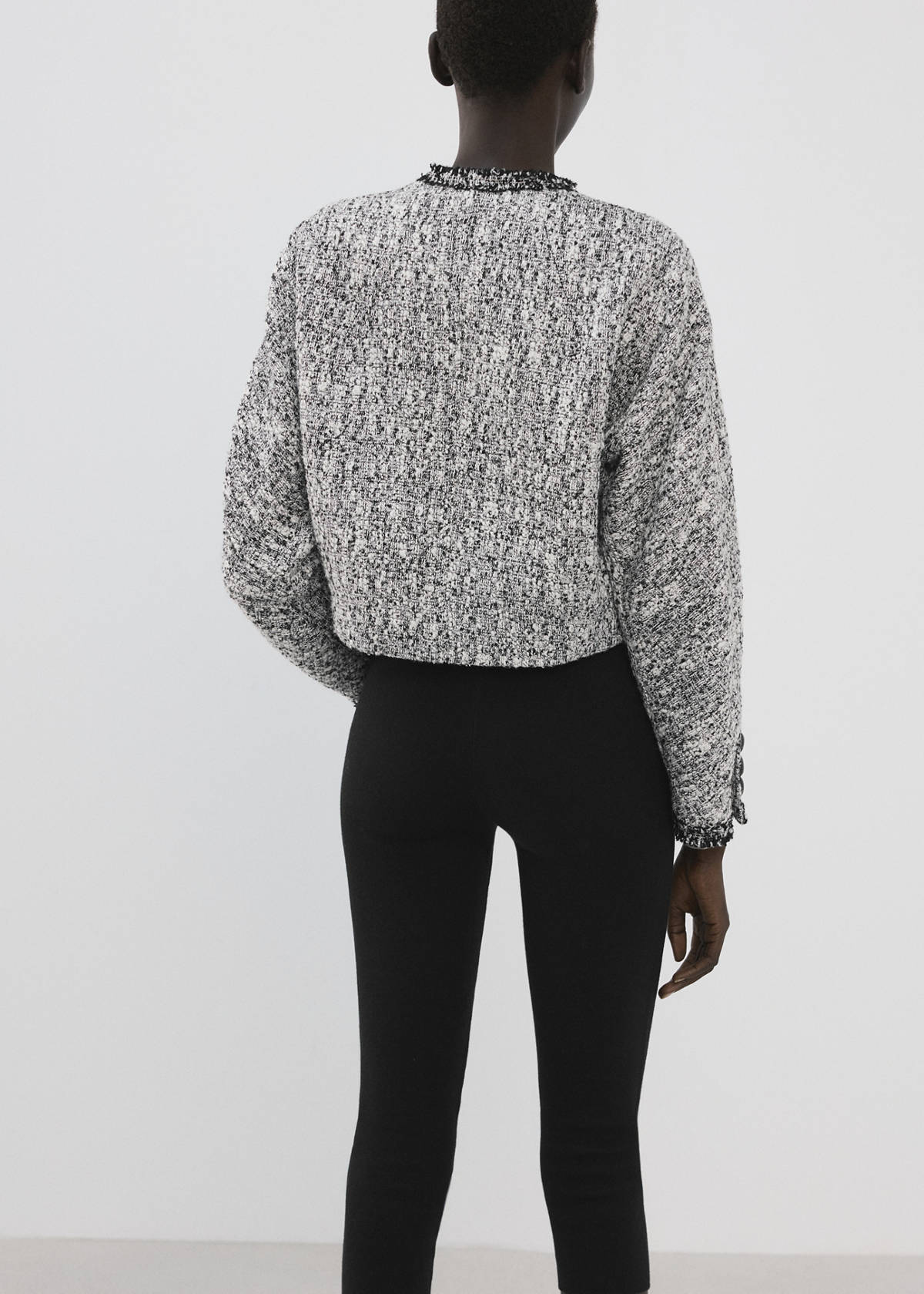 Tweed jacket with frayed ends — Black