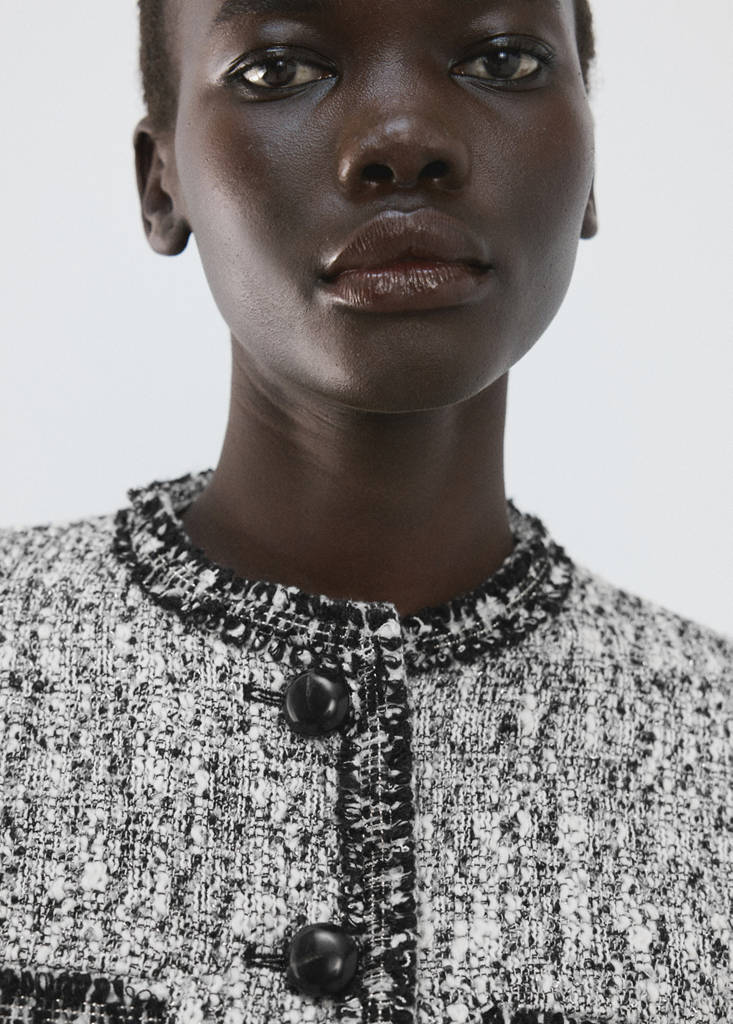 Tweed jacket with frayed ends — Black