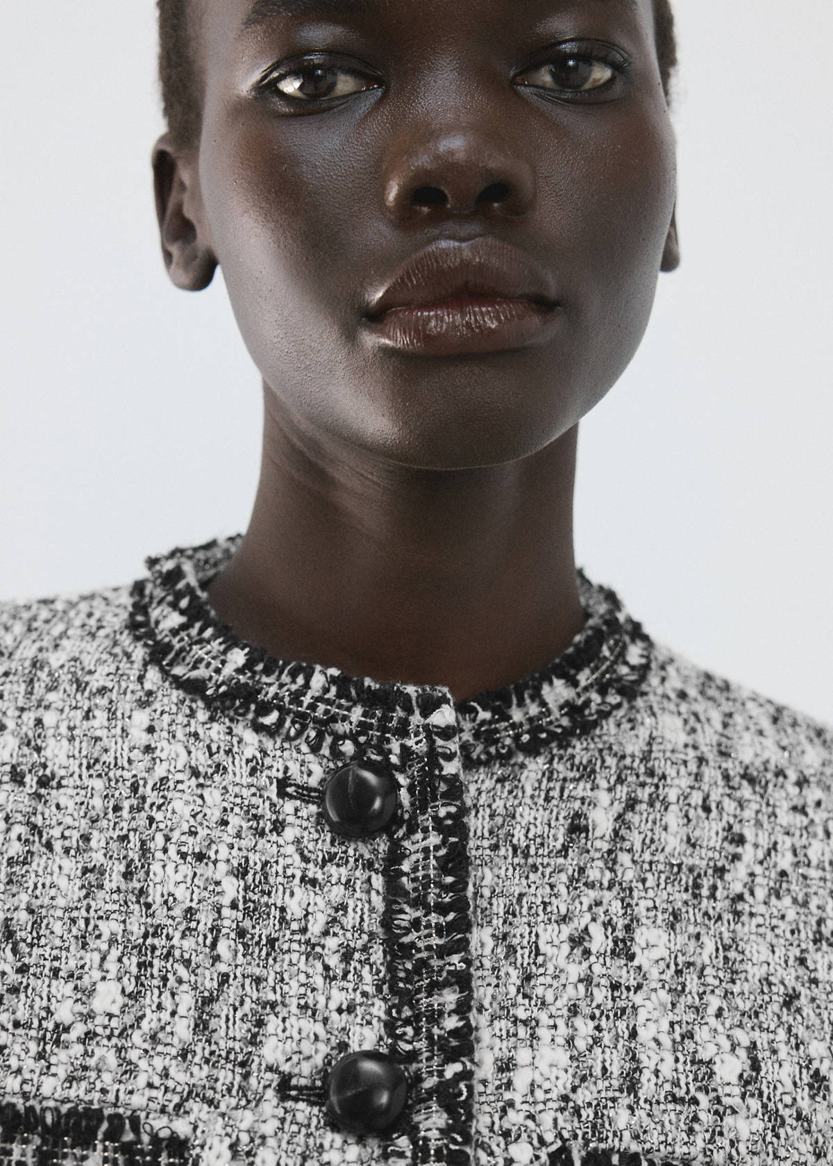 Tweed jacket with frayed ends — Black