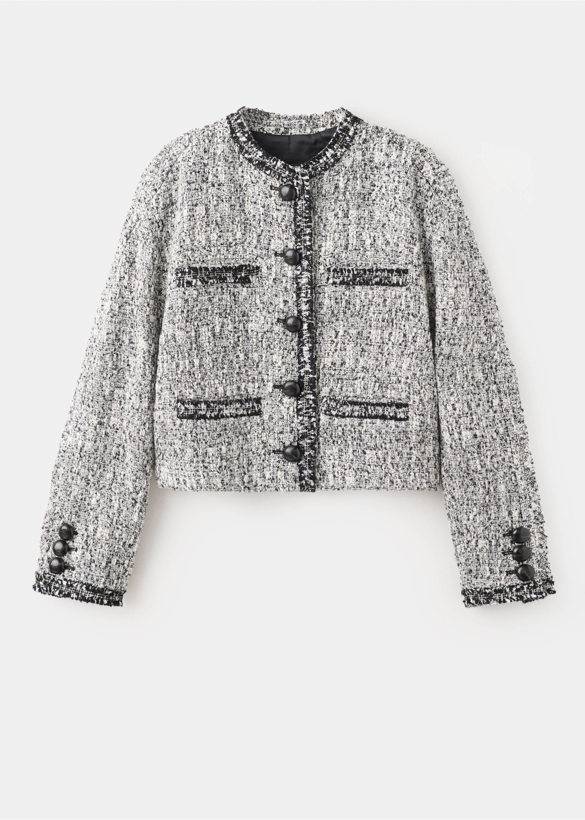 Veste tweed bords effilochés - Article sans modèle, Noir. Ref: 27054449-00.