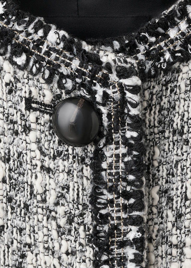 Tweed jacket with frayed ends — Black