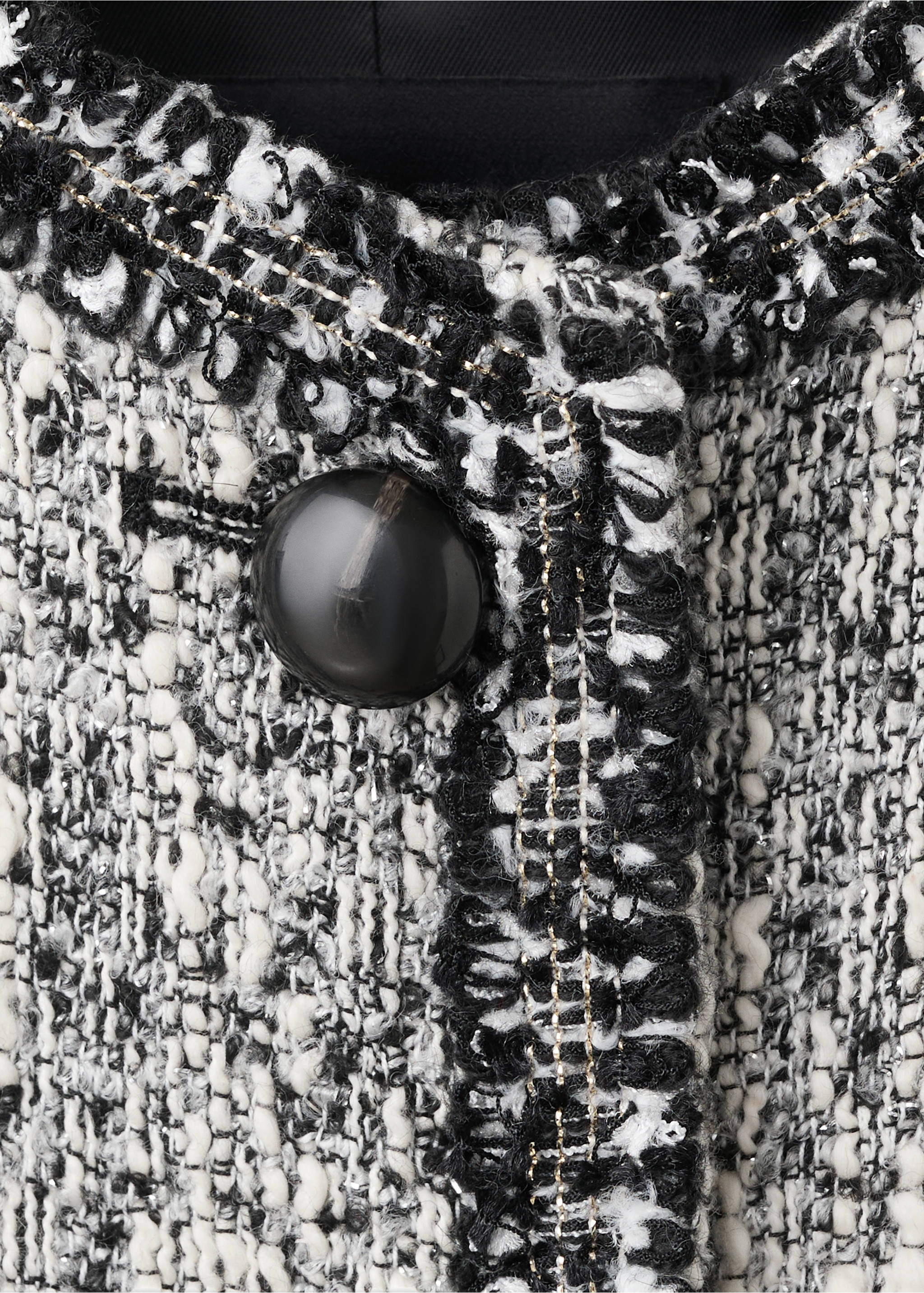 Veste tweed bords effilochés - Détail de l'article 8, Noir. Ref: 27054449-00.