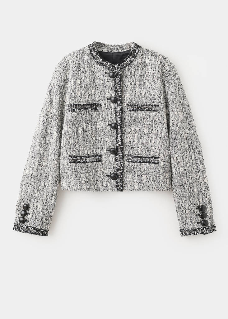 Tweed jacket with frayed ends — Black