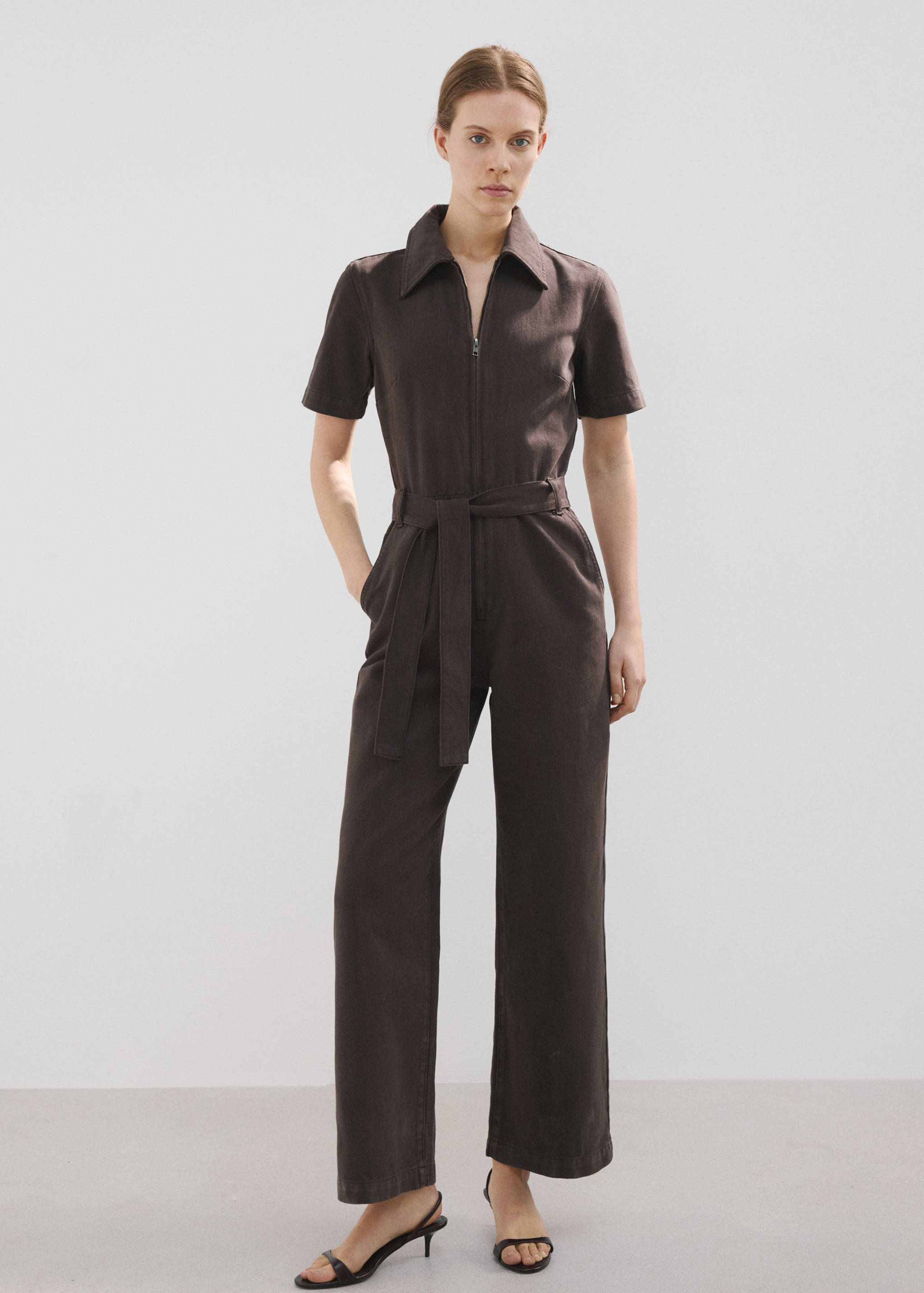 Zip denim jumpsuit - General plane