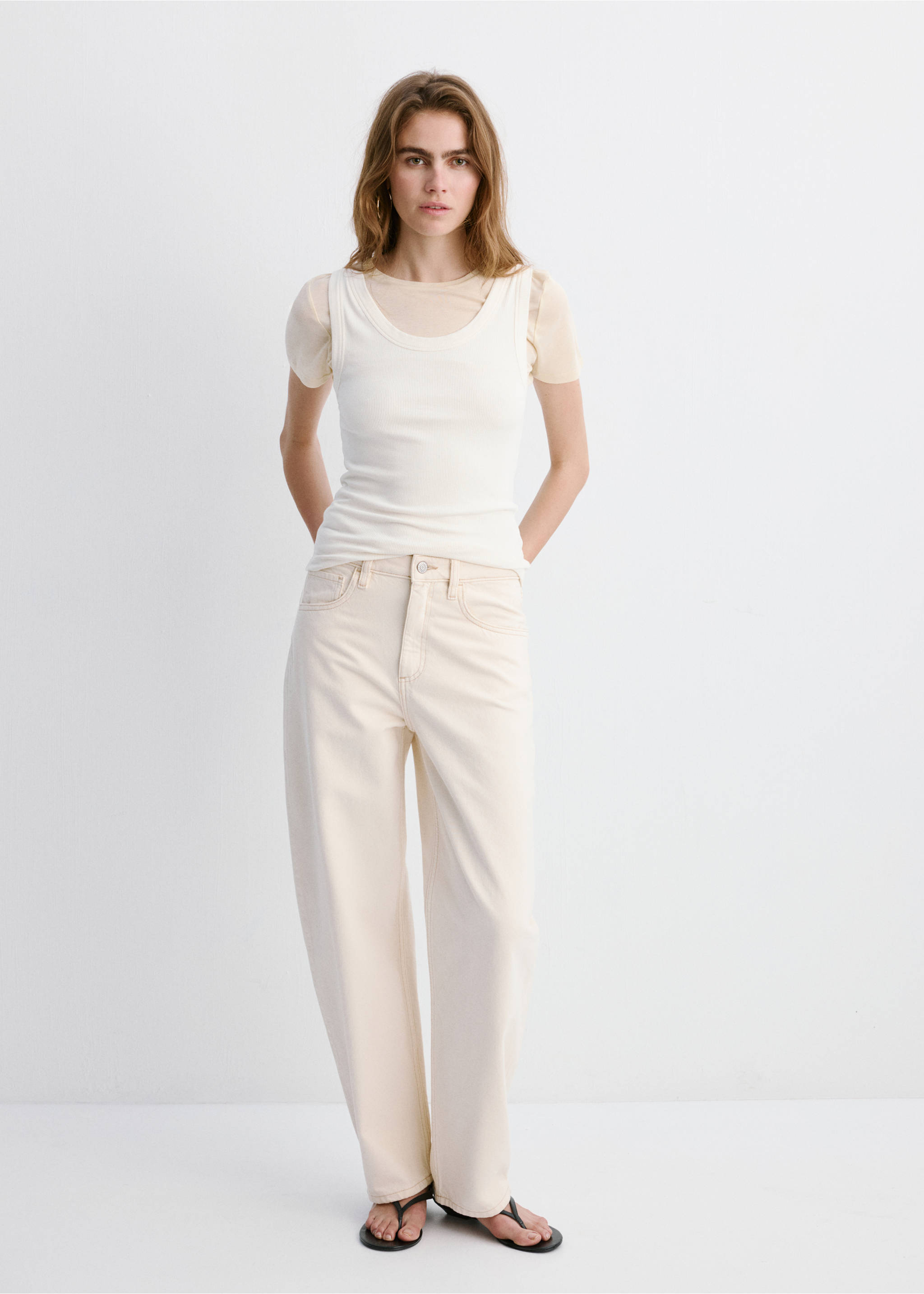High-waisted barrel jeans - General plane, Off White. Ref: 27054770-00.