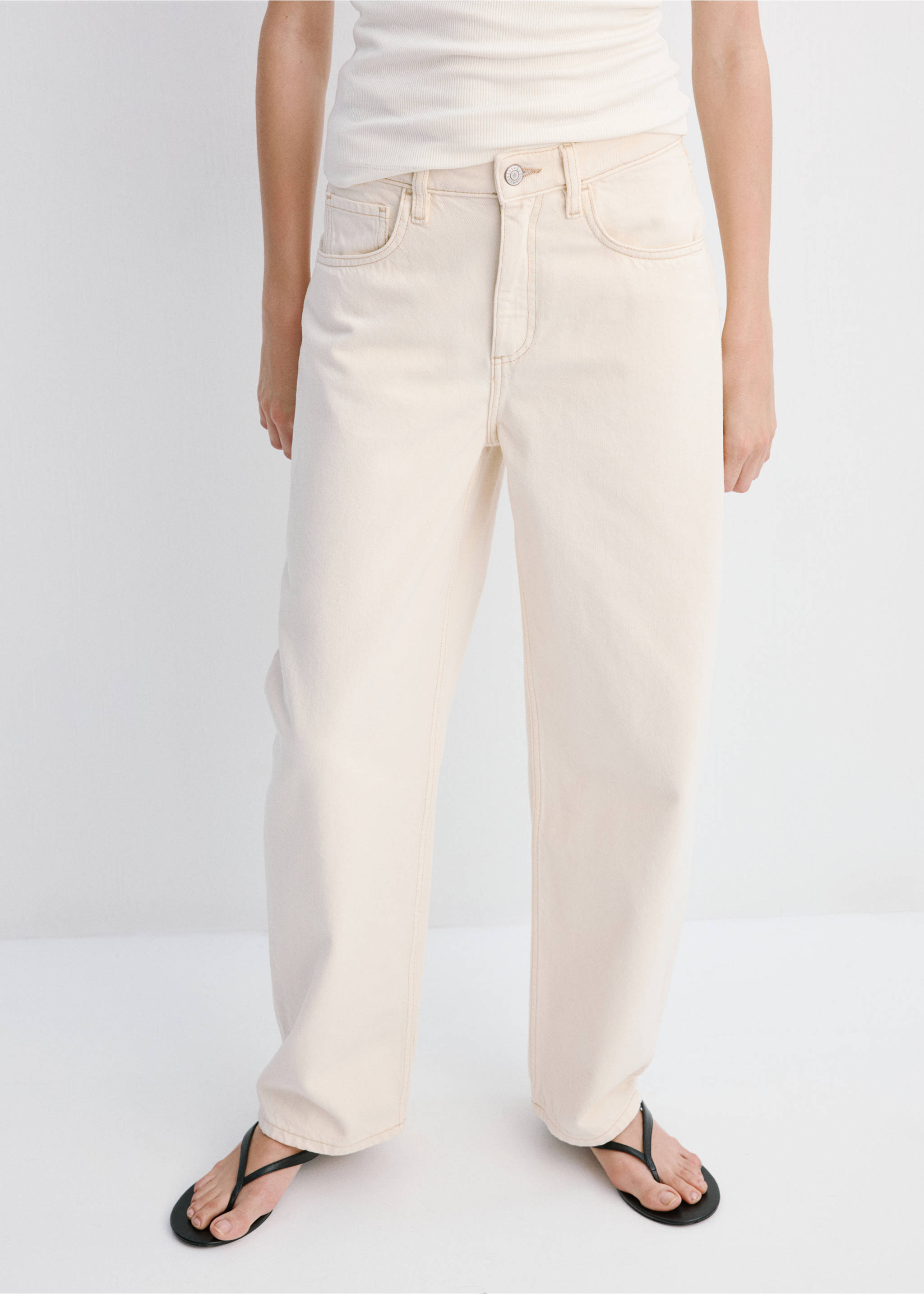 High-waisted barrel jeans - Details of the article 1, Off White. Ref: 27054770-00.