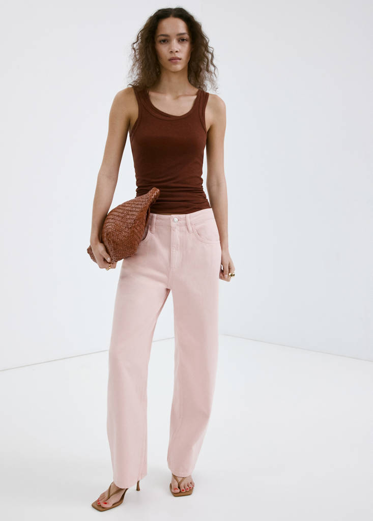 High-waisted barrel jeans — Pink